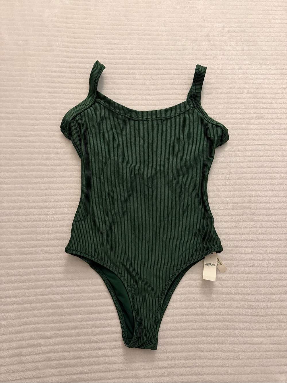 NWT aerie Dark Green Ribbed One-Piece Swimsuit